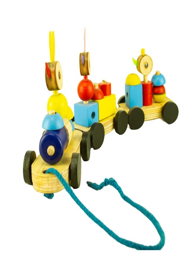 Techny Birds Technybirds Train Blocks | Wooden Toy Chick Train Wood | Toy Vehicles | Educational Stacking & Pull-Along Toy | Colorful Learning & Motor Skills | Age (1+) - Image 3